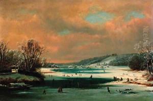 Skaters on a frozen river