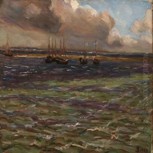 Fiord Scene With Sailing Ships, Presumably At Funen Island Fiord Scene With Sailing Ships, Presumably At Funen Island