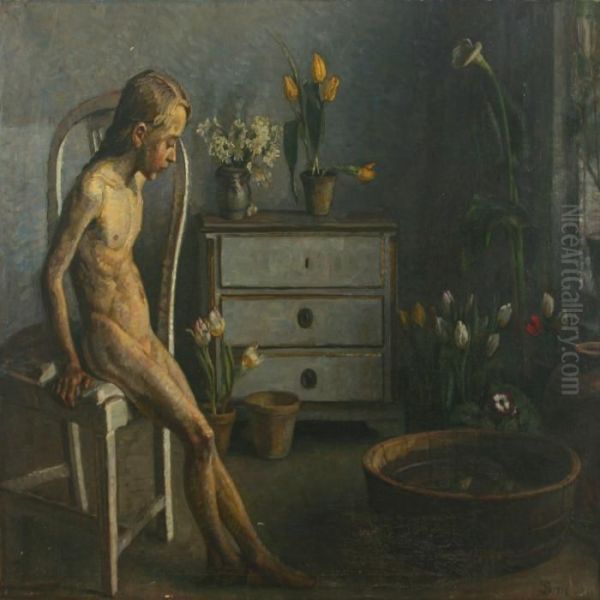 Interior With Girl And Flowers - view 1