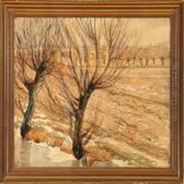 Scenery, Early Spring,with Pollarded Willow Trees - view 1
