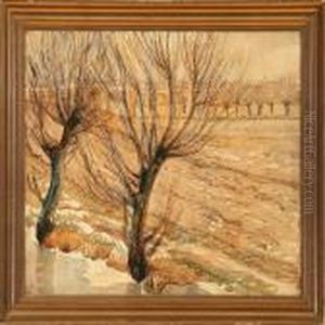 Scenery, Early Spring,with Pollarded Willow Trees