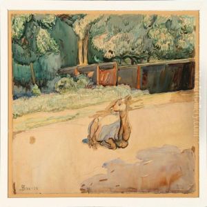 A Deer In A Zoo by Fritz Syberg
