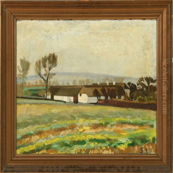 Autum Landscape With A White Farm - view 1