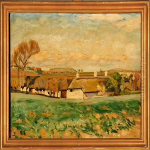 Summer Landscape With A View Towards A Farm by Fritz Syberg