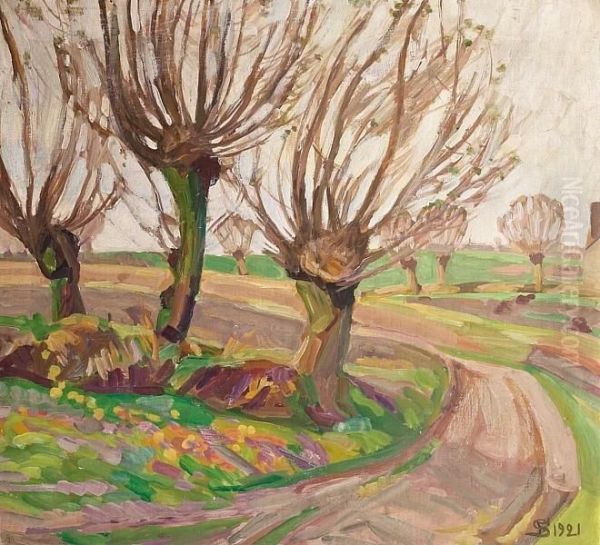 "popler Ved Markvej". Signed Monogram 1921 - view 1
