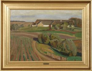 Pilegaarden At Kerteminde. Signed Monogram. Oil On Canvas. 48 X 66 Cm