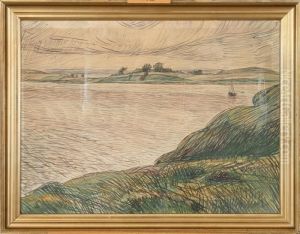 An Inlet With A Sailing Boat by Fritz Syberg