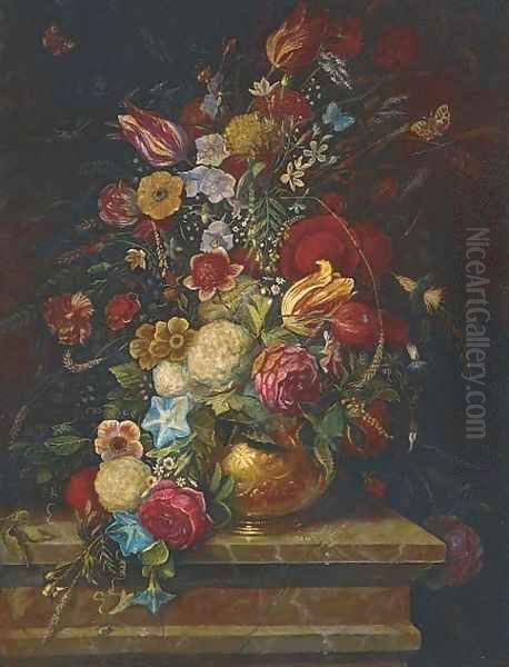 Tulips, roses, chrysanthemums - view 1