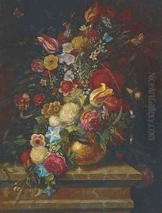 Tulips, roses, chrysanthemums by Dutch School