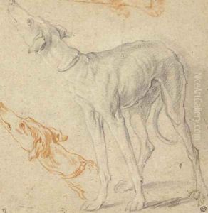 Two studies of a greyhound by Dutch School
