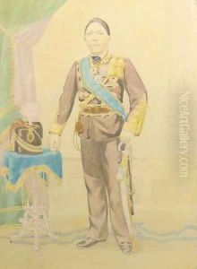 Portrait of an Indonesian man in uniform by Dutch School