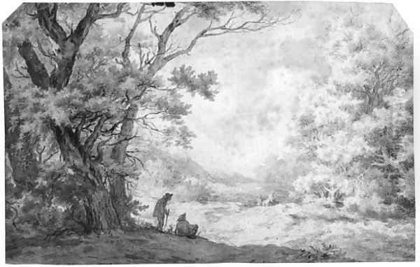 An extensive landscape with travellers - view 1