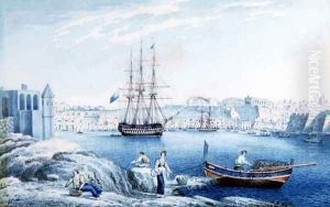 Malta View of La Valletta from the Point at the Corradino by Anton the Younger Schranz
