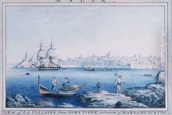 Malta View of La Valletta from Fort Tigne, entrance of Marsamuscetto - view 1