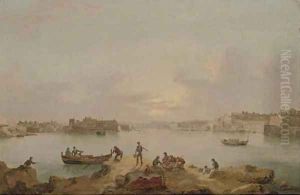 A panorama of the Grand Harbour, Valetta, at dusk