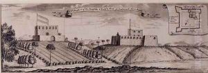 South-west Prospect of the English and Dutch Forts at Sakkundi, c.1744 by Smith, William