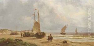 A sunlit beach by Joannes Frederick Schutz