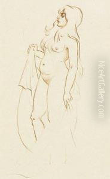 Femme Nue Aux Longs Cheveux Tournee - view 1