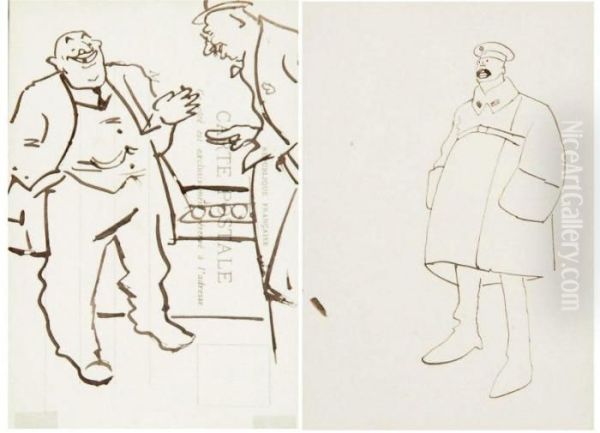 Etude De Militaire En Capote - view 1