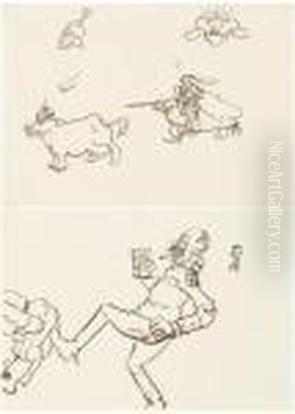 Le Coup De Pied Dessin A L'encre - view 1