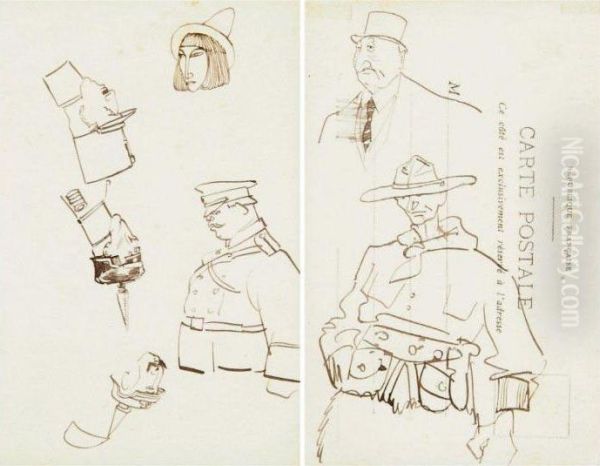 Quatre Tetes De Militaires - view 1