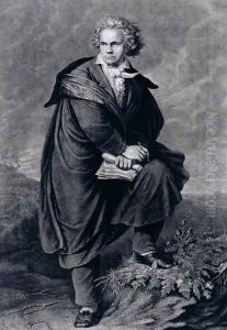 Ludwig van Beethoven 1770-1827, German composer, engraved by Paul Barfus 1823-95 by Schworer, P.