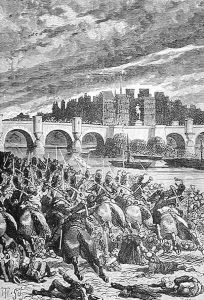 The Massacre at the Pont Neuf, engraved by Stephane Pannemaker 1847-1930, from The History of France, by Emile de Bonnechose, published by Ward, Lock and Co, London by Schuler, Jules Theophile