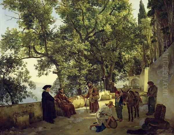 Verandah beside the Sea Shore, Cappucin Monks in the Suburbs of Sorrento, 1827 - view 1