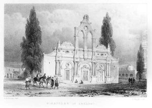 Monastery of Arkadhi, Crete, from Travels in Crete by Pashley, engraved by Louis Haghe 1806-85 1837 by Anton Schranz