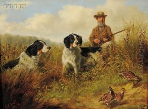 Hunters With Spaniels And Quail