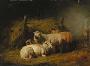 Sheep In Shed by Arthur Fitzwilliam Tait