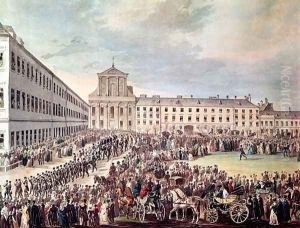 Funeral of Ludwig van Beethoven 1770-1827 in Vienna, 29th March 1827 by Franz Stober