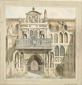 The old facade of the Guildhall, City of London, 1788 by Jacob Schnebbelie