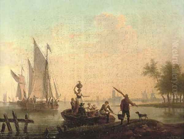 A ferry boat disembarking its passengers - view 1