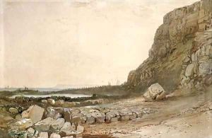 Shrimpers on a rocky coast by William Collingwood Smith