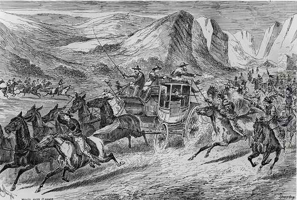 The Attack on the Deadwood Coach in Buffalo Bills Wild West, engraved by Joseph Swain 1820-1909 1887 - view 1