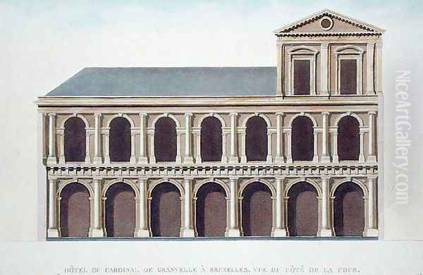 Side View of the Residence of Cardinal de Granvelle 1517-86, Brussels, from Choix des Monuments, Edifices et Maisons les plus remarquables du Royaume des Pays-Bas by Pierre Jacques Goetghebuer, engraved by the author, published 1827 - view 1