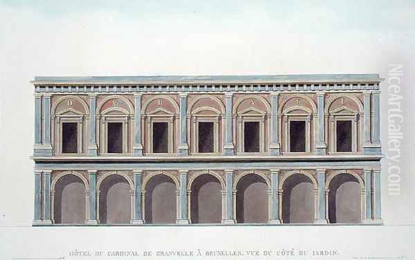 Residence of Cardinal de Granvelle 1517-86, Brussels, View from the Garden, from Choix des Monuments, Edifices et Maisons les plus remarquables du Royaume des Pays-Bas by Pierre Jacques Goetghebuer, published 1827 - view 1