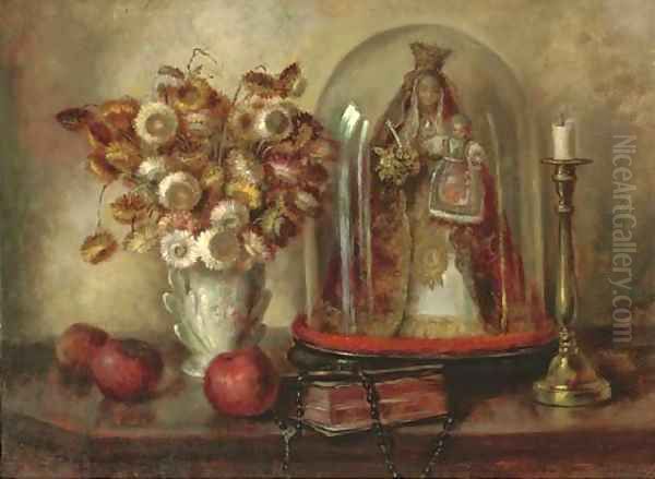 Dried flowers in a porcelain vase - view 1