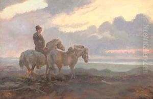 Icelandic horses by Continental School