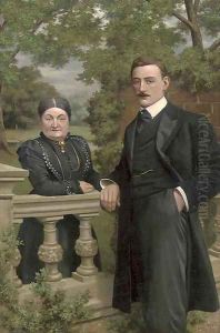 Portrait of a gentleman and a lady by Continental School