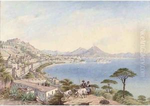 The Bay of Naples, Vesuvius behind by Continental School