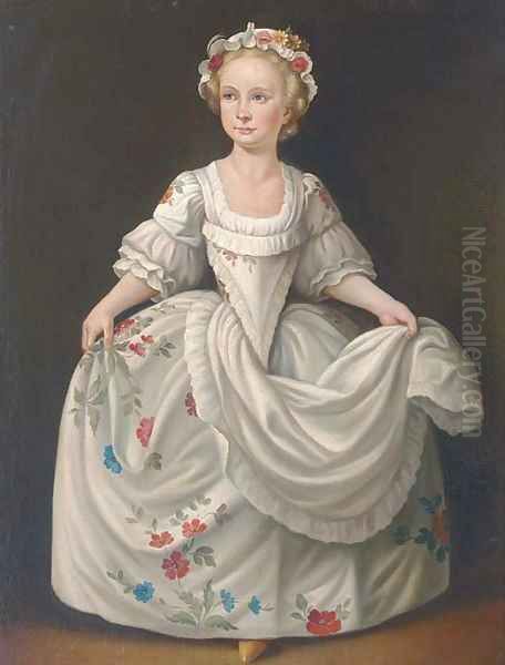 Portrait of a girl, full-length, in 18th Century dress - view 1