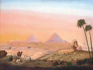 The Sphinx and Pyramids at sunset by Continental School