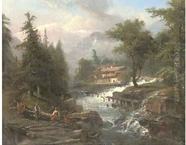 An Alpine chalet beside a stream - view 1