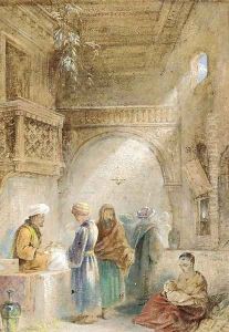 An Eastern bazaar by Continental School