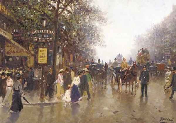 Carriages and figures outside the Moulin Rouge - view 1