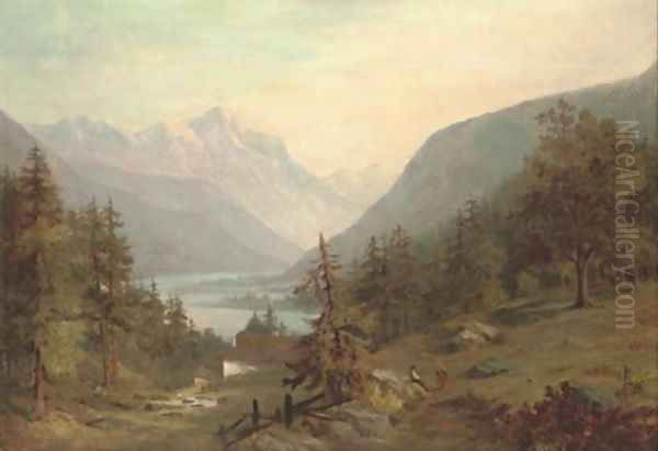 Figures in an extensive alpine landscape - view 1
