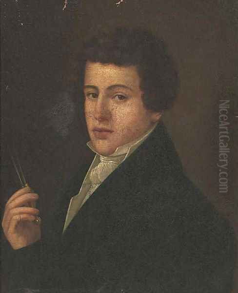 Portrait of a gentleman, bust-length, holding a pair of dividers - view 1