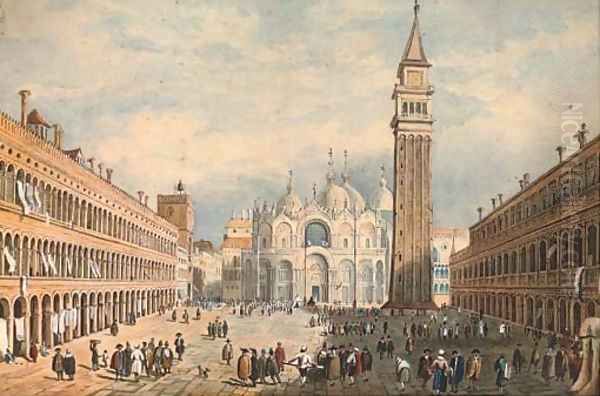 St Mark's Square, Venice (illustrated); and A view of a German town on the Rhine - view 1